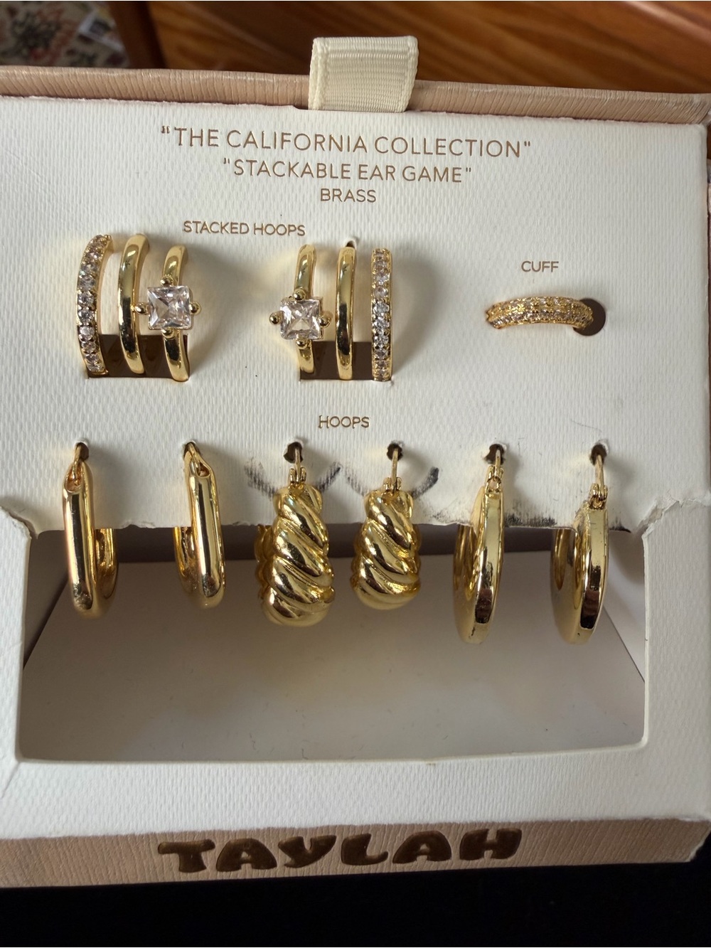 Gold Stackable Hoop Earring/Cuff Set - Picture 2 of 5
